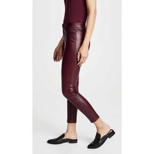Theory 8 Chintz Stretch Skinny Legging Pants Bordeaux Side Zip Ankle Zip H008204